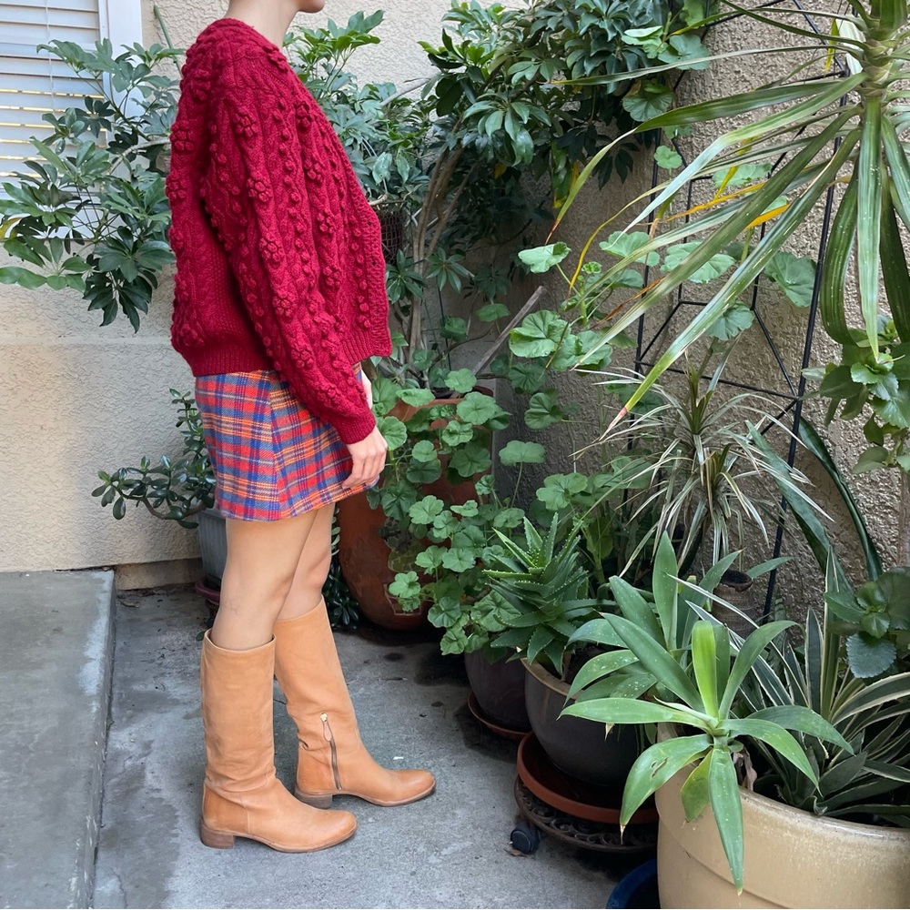 Orange/cream Prada pebbled all leather pull up riding boots - Picture 8 of 16